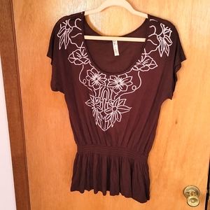 Rustic West Brown and Cream Blouse